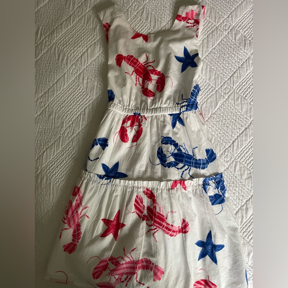 Crewcuts White Dress with Red and Blue Lobster Print